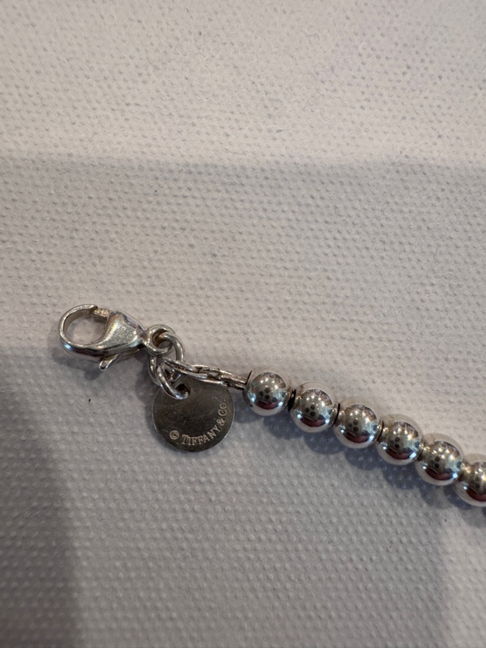 Return to Tiffany-Tiffany Blue Heart Tag Bead Bracelet, Silver 4mm - Picture 3 of 9